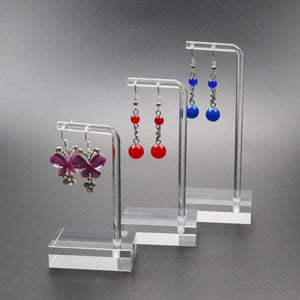 3Pcs Acrylic Earring Display Stand L Shape Clear Jewelry Showing Case
