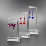 3Pcs Acrylic Earring Display Stand L Shape Clear Jewelry Showing Case