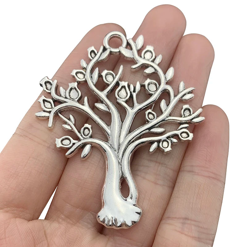 3Pcs Silver Hollow Tree Leaf Charms Pendants for Necklace Making