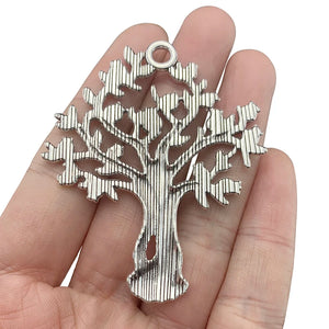 3Pcs Silver Hollow Tree Leaf Charms Pendants for Necklace Making