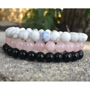 3Pcs Calm Stack Healing Crystal Gem Bracelets