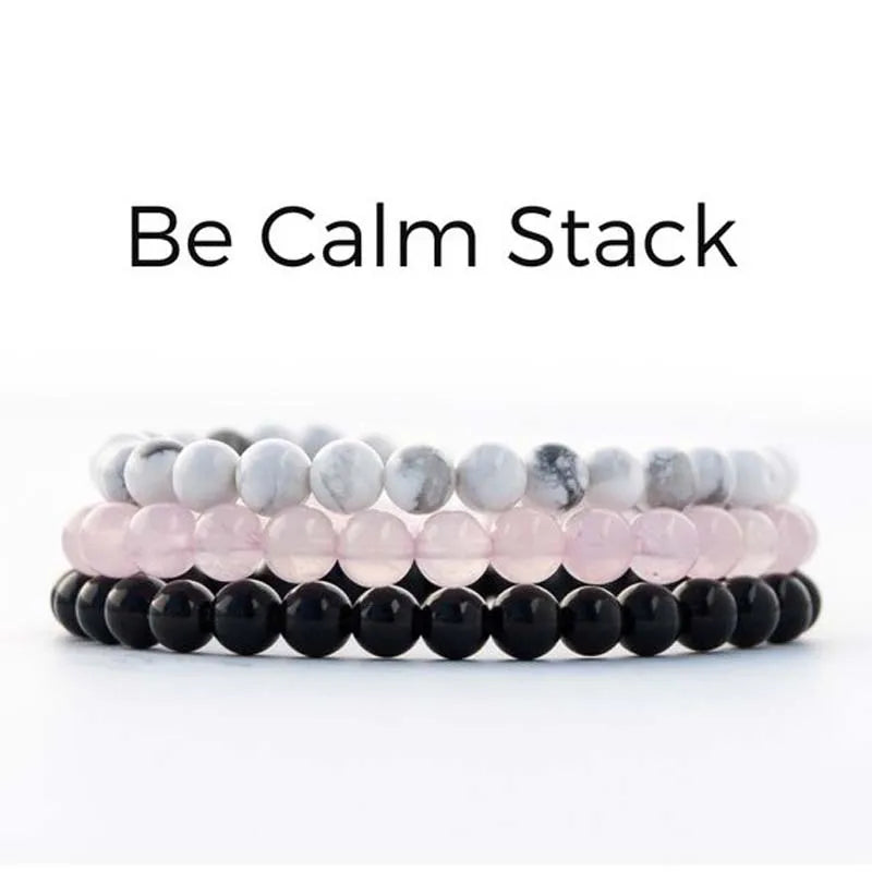 3Pcs Calm Stack Healing Crystal Gem Bracelets