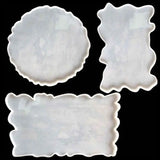 3Pcs Rectangle Round Plate Resin Mold Fruit Tray Oversized Disc F3MF