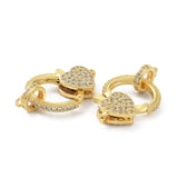3Pcs CZ Lobster Claw Clasps w/ Heart Charms for Bracelets