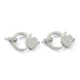 3Pcs CZ Lobster Claw Clasps w/ Heart Charms for Bracelets
