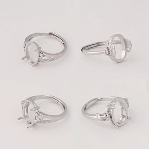 3Pcs Brass Semi Mount Moissanite Ring Blank Base Adjustable Settings