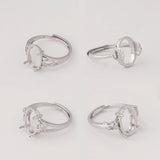 3Pcs Brass Semi Mount Moissanite Ring Blank Base Adjustable Settings