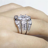 3Pcs Bridal Wedding Band Rings Set For Women Stainless Steel Pair Love Ring