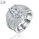 3Pcs Bridal Wedding Band Rings Set For Women Stainless Steel Pair Love Ring