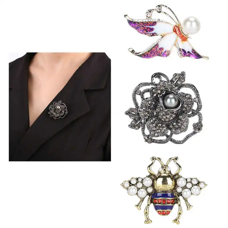Vintage Peal Flower Brooch Scarf Clip Women's Jewelry