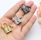 3Pcs CZ Key Lock Screw Clasps for Necklace