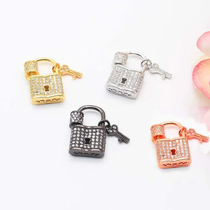 3Pcs CZ Key Lock Screw Clasps for Necklace