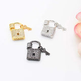 3Pcs CZ Key Lock Screw Clasps for Necklace