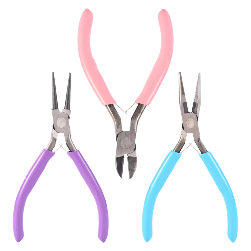 3Pcs Carbon Steel Jewelry Pliers Set for Crafting