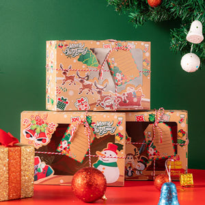 3Pcs Christmas Gift Boxes DIY Packaging Decor Paper Box for Xmas Gift