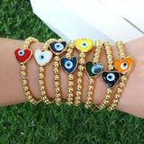 3Pcs Heart Lampwork Beaded Bracelet Stretch Bangle Party Gift Jewelry