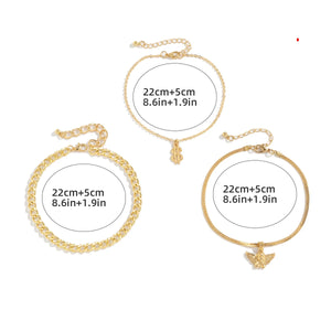 Punk Style Angel Women Fine Foot Chain Multi-layer Anklets Set