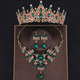 Crystal Crown Necklace Earring Set Rhinestone Bridal Jewelry