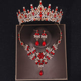 Crystal Crown Necklace Earring Set Rhinestone Bridal Jewelry