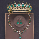 Crystal Crown Necklace Earrings Set Rhinestone Bridal Jewelry Tiara