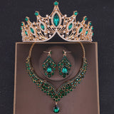 Crystal Crown Necklace Earring Set Rhinestone Bridal Jewelry