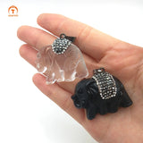 3Pcs Elephant Pendants Rhinestone Boho Jewelry For Necklace Making