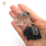 3Pcs Elephant Pendants Rhinestone Boho Jewelry For Necklace Making