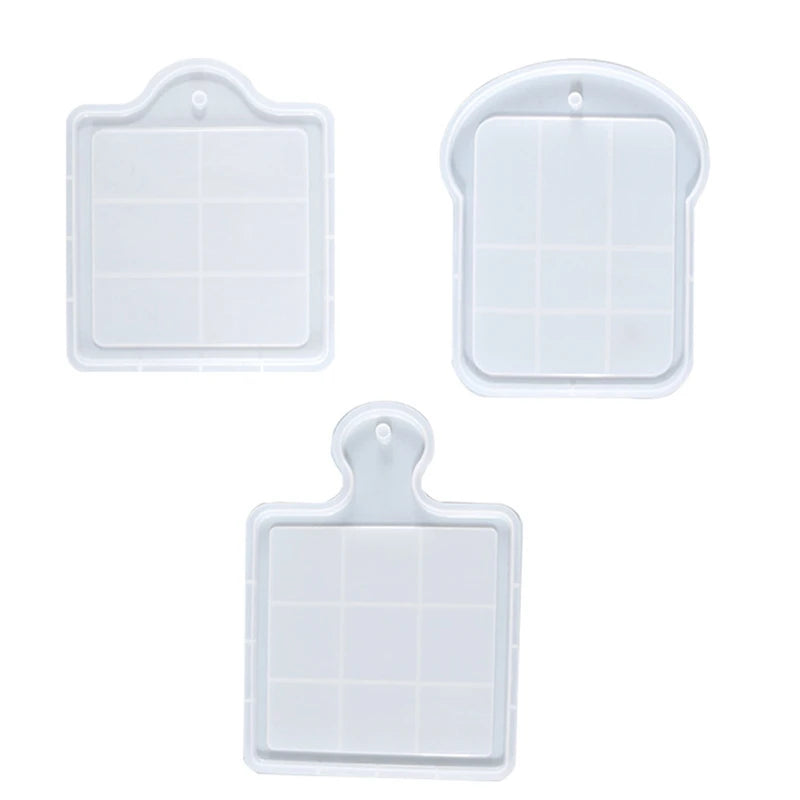 3Pcs Crystal Epoxy Square Mould Tray Silicone Mould Decoration