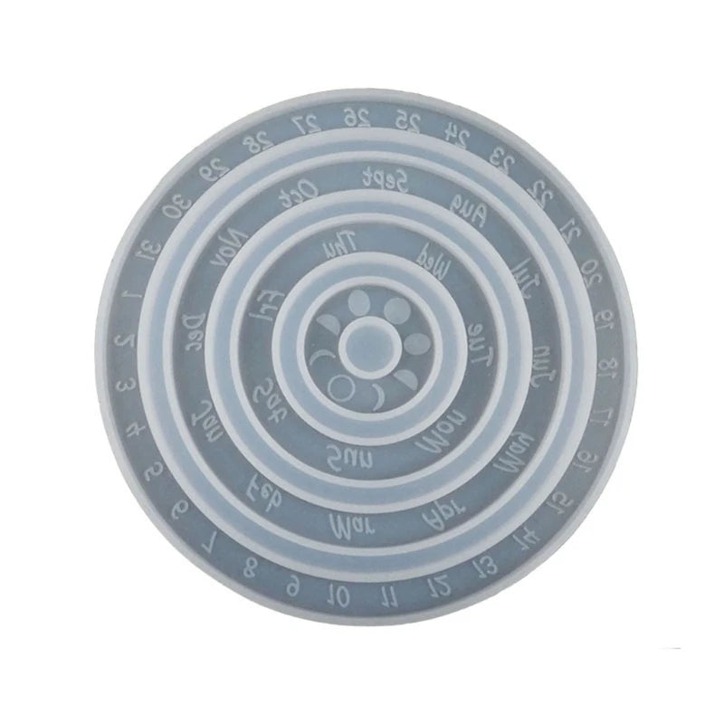 3Pcs Rotatable Circular Wall Calendar Silicone Mold DIY Perpetual Calendar Resin
