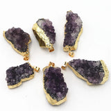 3Pcs Amethysts Stone Pendants Quartz Geode Cut Necklace Crystal Point