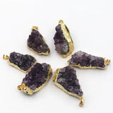 3Pcs Amethysts Stone Pendants Quartz Geode Cut Necklace Crystal Point