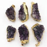 3Pcs Amethysts Stone Pendants Quartz Geode Cut Necklace Crystal Point