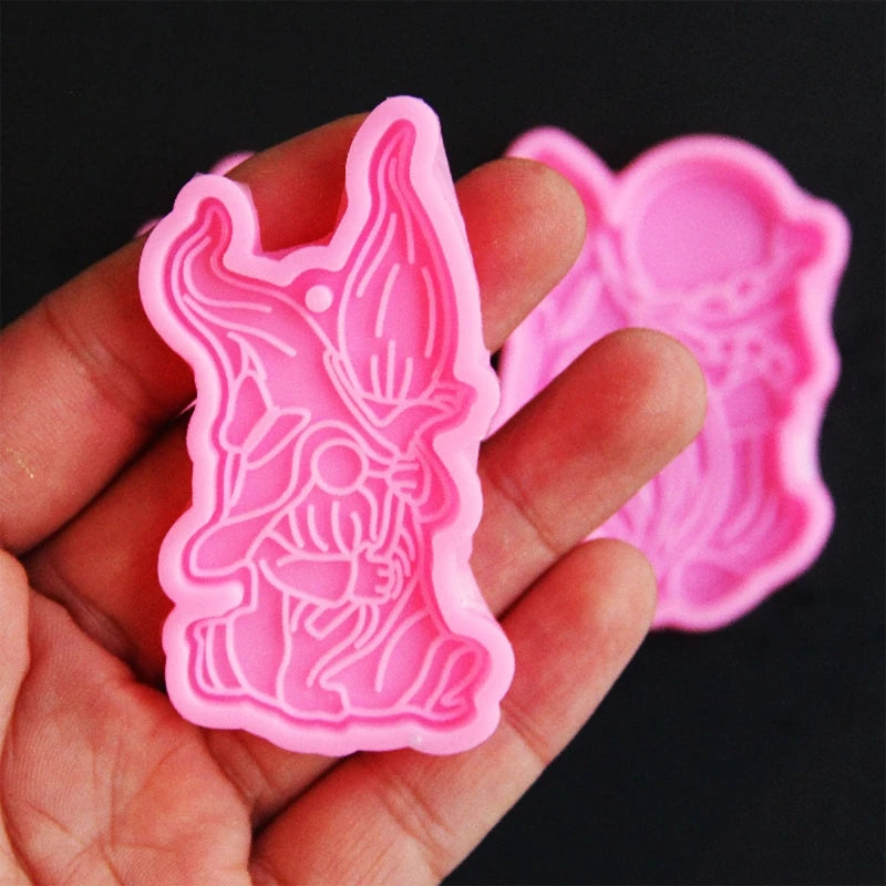 3Pcs Dwarf Keychain Epoxy Resin Mold Elf Gnome Pendants Silicone Mould