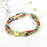 3Pcs Evil Eye Beaded Bracelet Colorful Thread Couple Chain Prayer Bangles