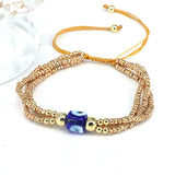 3Pcs Evil Eye Beaded Bracelet Colorful Thread Couple Chain Prayer Bangles
