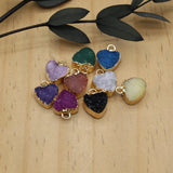 3Pcs Crystal Druzy Pendant Hearts Agat Quartz DIY Charms Necklace Earring