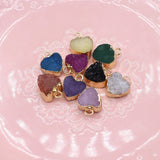 3Pcs Crystal Druzy Pendant Hearts Agat Quartz DIY Charms Necklace Earring