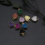 3Pcs Crystal Druzy Pendant Hearts Agat Quartz DIY Charms Necklace Earring