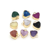 3Pcs Crystal Druzy Pendant Hearts Agat Quartz DIY Charms Necklace Earring