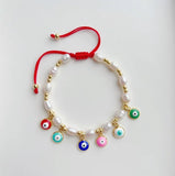 Enamel Eyes Charm Bracelets with Pearl Jewelry for Women