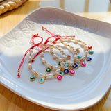Enamel Eyes Charm Bracelets with Pearl Jewelry for Women