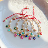 Enamel Eyes Charm Bracelets with Pearl Jewelry for Women