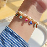 Enamel Eyes Charm Bracelets with Pearl Jewelry for Women
