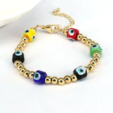 Geometric Lampwork Glass Eye Beaded Charm Bracelet Set
