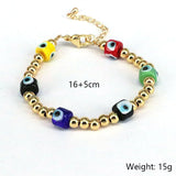 Geometric Lampwork Glass Eye Beaded Charm Bracelet Set