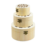 3Pcs Flower & Flower Hollow Cap Wood Jewelry Case Storage Box