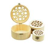 3Pcs Flower & Flower Hollow Cap Wood Jewelry Case Storage Box