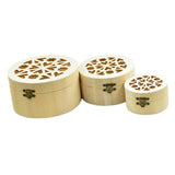 3Pcs Flower & Flower Hollow Cap Wood Jewelry Case Storage Box