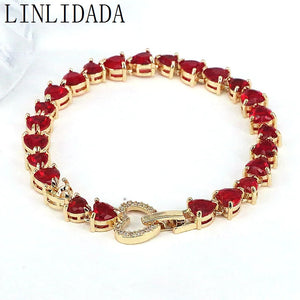 3Pcs Colored Zircon Heart Tennis Chain Bracelet for Women