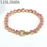 3Pcs Colored Zircon Heart Tennis Chain Bracelet for Women